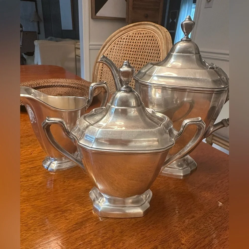 Reed And Barton Triple Plate Coffee Sugar And Creamer Set #4040